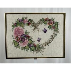 Framed Wall‎ Picture - Bucilla Grapevine Wreath Crochet 16.25" x 12.5" #43902